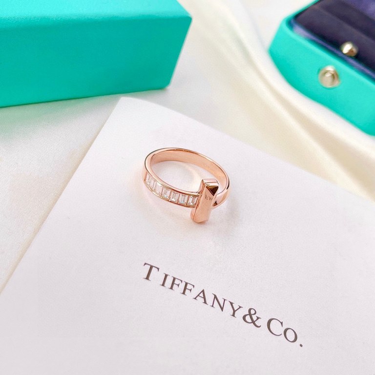 Tiffany tiff T1 Series Newest Single T Row Diamond Ring Exclusive High-end Customization Yang Mi Goddess Same Model The design highlights the exquisite elegance, low-key bloom confidence Very delicate and eye-catching. O