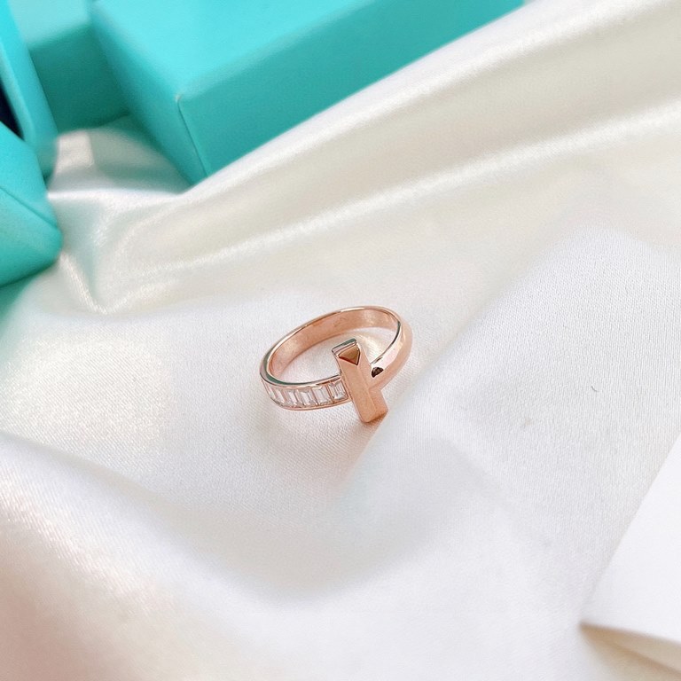 Tiffany tiff T1 Series Newest Single T Row Diamond Ring Exclusive High-end Customization Yang Mi Goddess Same Model The design highlights the exquisite elegance, low-key bloom confidence Very delicate and eye-catching. O