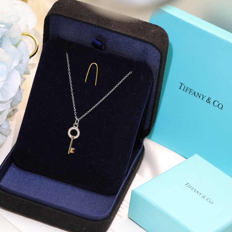 New   TIFFANY Tiffany Key Necklace   S925 Sterling Silver Precision version With logo 】Chain length 45cm Adjustable   Tiffany