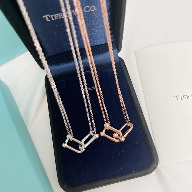 B787  Tiffany Tiffany HardWear Collection Double Jointed Large Necklace Polished Diamond Free Classic Versatile Everyday Casual Selected Original Unanimous Imported s925 Sterling Silver Plated Thick Gold Rose Gold Platin