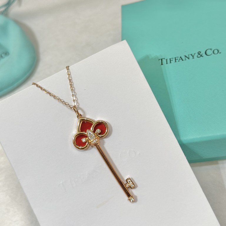 Tiffany Tiffany 22 Years Limited Edition Keys Collection Iris Red Onyx Polished Key Necklace One of tiffany's classic creations, this super versatile piece is made of S925 sterling silver with natural red onyx, as it's a