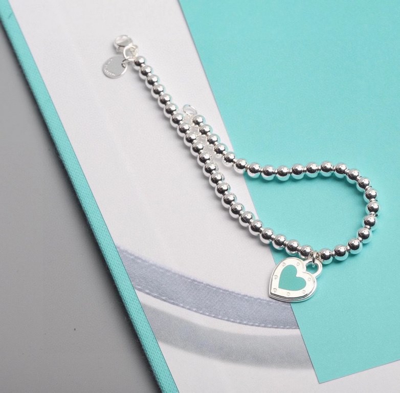 [Replacement level] tiff Tiffany  peach heart blue enamel heart tag bracelet Classic hundred with the latest   single authentic synchronization 925 sterling silver to create the actual shot exquisite craftsmanship    pop