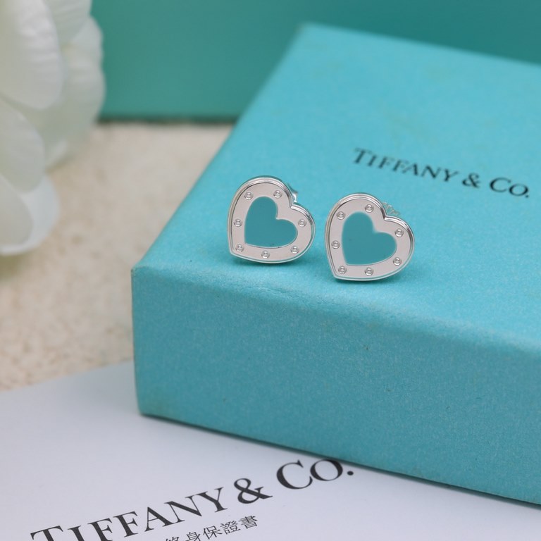 Tiffany new Tiffany big brand quality love heart large love  earrings l high end original 925 sterling silver plated 18K gold original 11 build Tiffany and Co.style Many pursue jewelry brand . Classic hot models Double-s