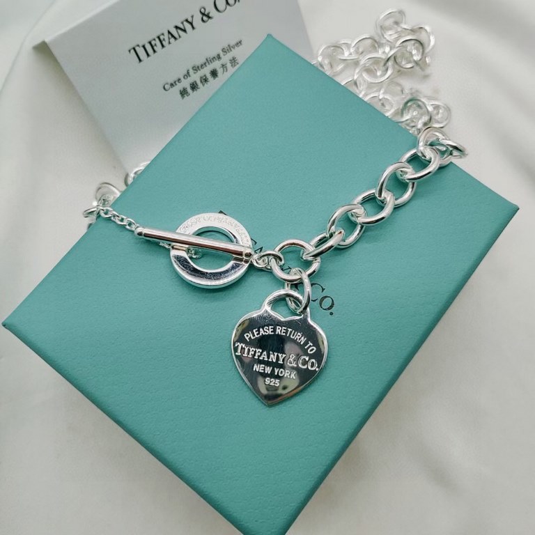 HEAVYWORK! High Quality Pair Edition Tiffany tiffanyHeart Tag Collection Heart Peach Heart Circle Interlocking Chunky Chain Heart Pendant NecklacePunk style is thieves cool [cool].This neutral and powerful piece is reall