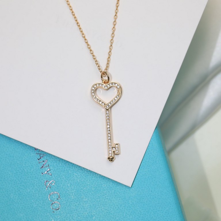 New   TIFFANY Tiffany Key Necklace  S925 Sterling Silver Precision version With logo Chain length 45cm Adjustable   Tiffany