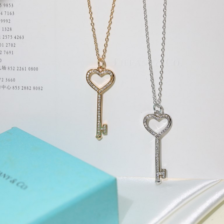 New   TIFFANY Tiffany Key Necklace  S925 Sterling Silver Precision version With logo Chain length 45cm Adjustable   Tiffany