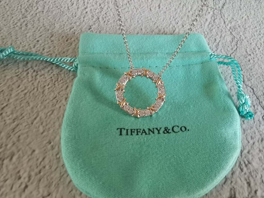 Tiffany Round Cake Split Color Necklace  Tiffany Necklace   real shot [color] [color]   High-end customization    look at the chain plate to see the engraving, and then look at the workmanship Original replica Into the c