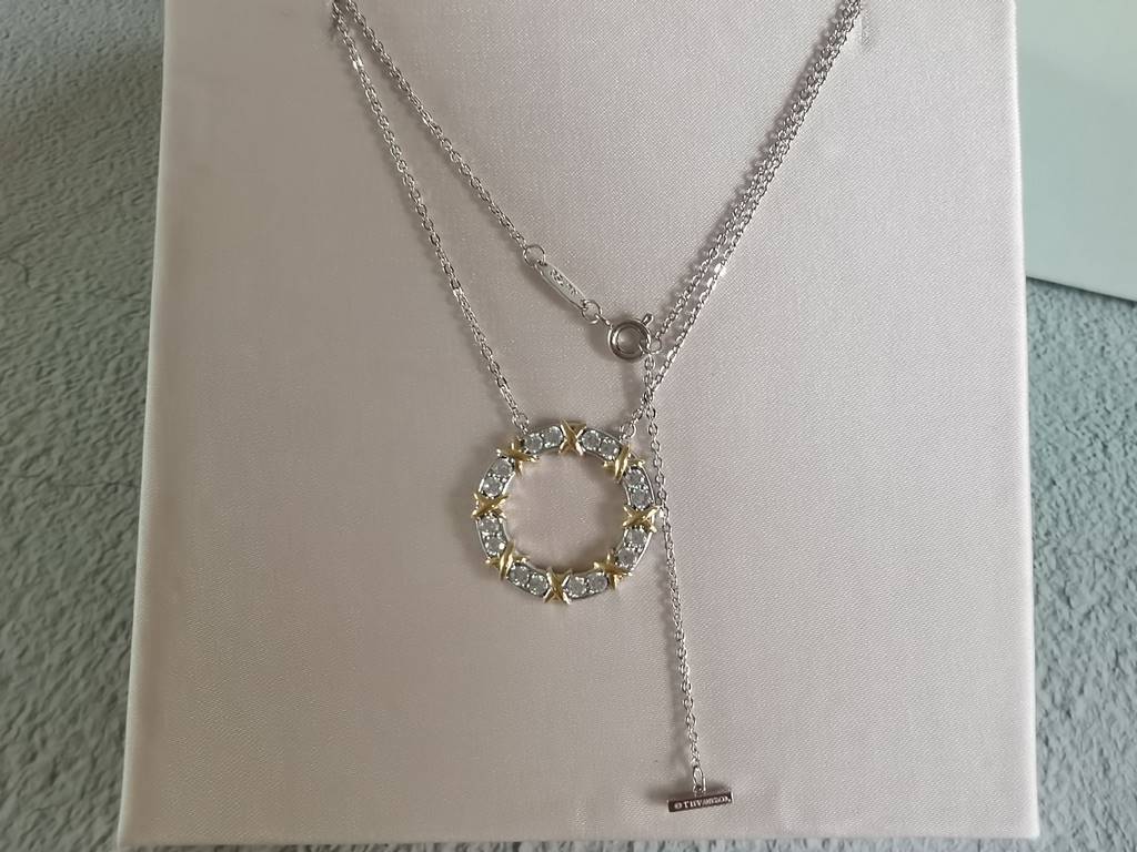 Tiffany Round Cake Split Color Necklace  Tiffany Necklace   real shot [color] [color]   High-end customization    look at the chain plate to see the engraving, and then look at the workmanship Original replica Into the c