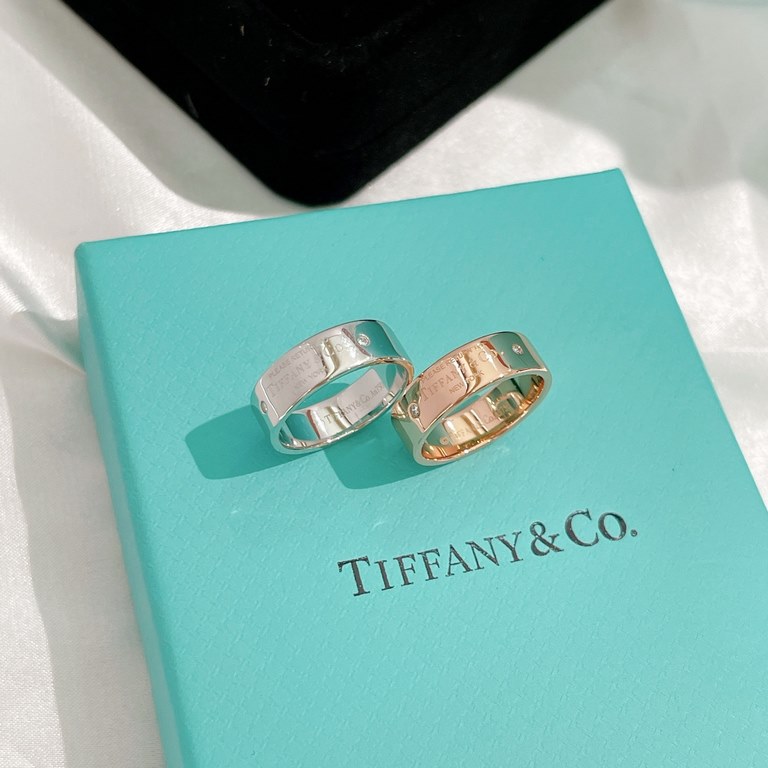 tiff Tiffany new two diamonds letters   ring high-end customized original S925 sterling silver thickened plating 18K gold CNC process counter consistent replica both the material and lettering are enough to fake 678 yard