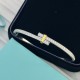 Tiffany   models Tiffany 23C new row of diamonds two-color bracelet simple atmosphere versatile non-fading and non-allergic Throughout the body of the S925 sterling silver material plating thick gold fashionable timeless