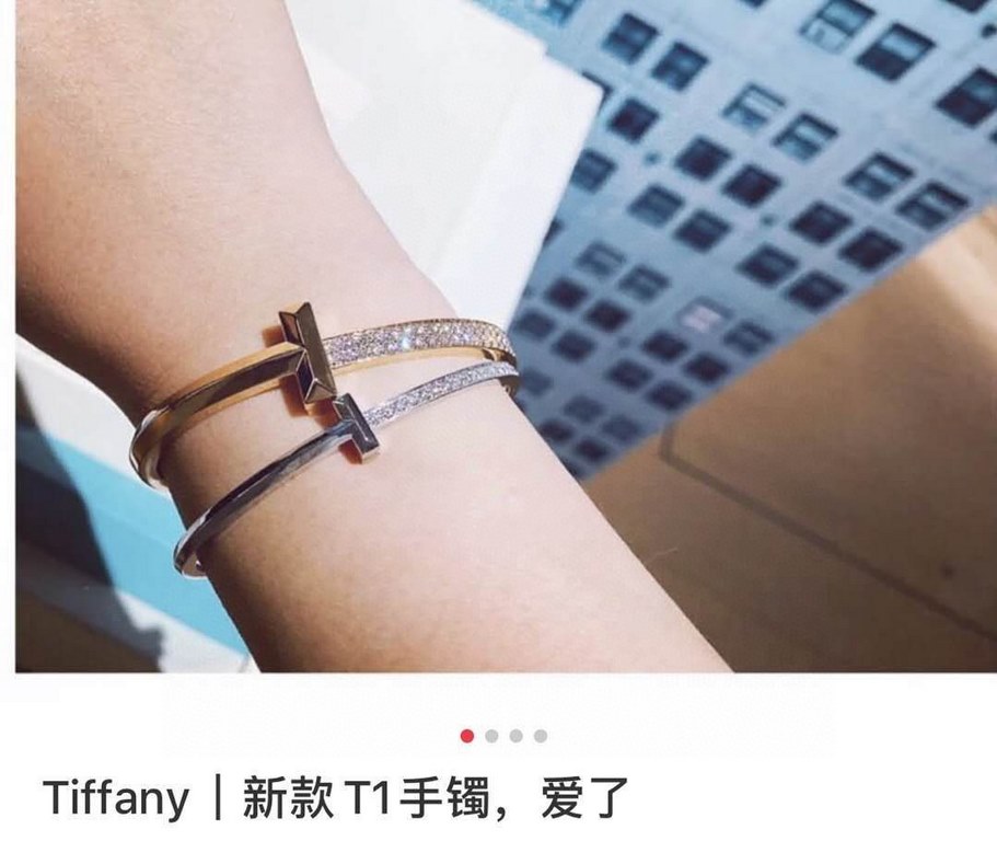 Tiff Tiffany 2020 T1 Series Single Side Diamond Bracelet Tiffany Double T Bracelet   Exclusive Premiere High-end Customized Goddesses The same model Designed to show off the delicate elegance and understated blossoming o