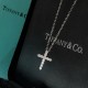 C419   Tiffany Tiffany stacking models small cross necklace  all kinds of 潮人 网红 fashion 百搭 神搭器 Original S925 Sterling Silver Imported high carbon diamonds inlaid with a unique simple design minimalist style   not allergi