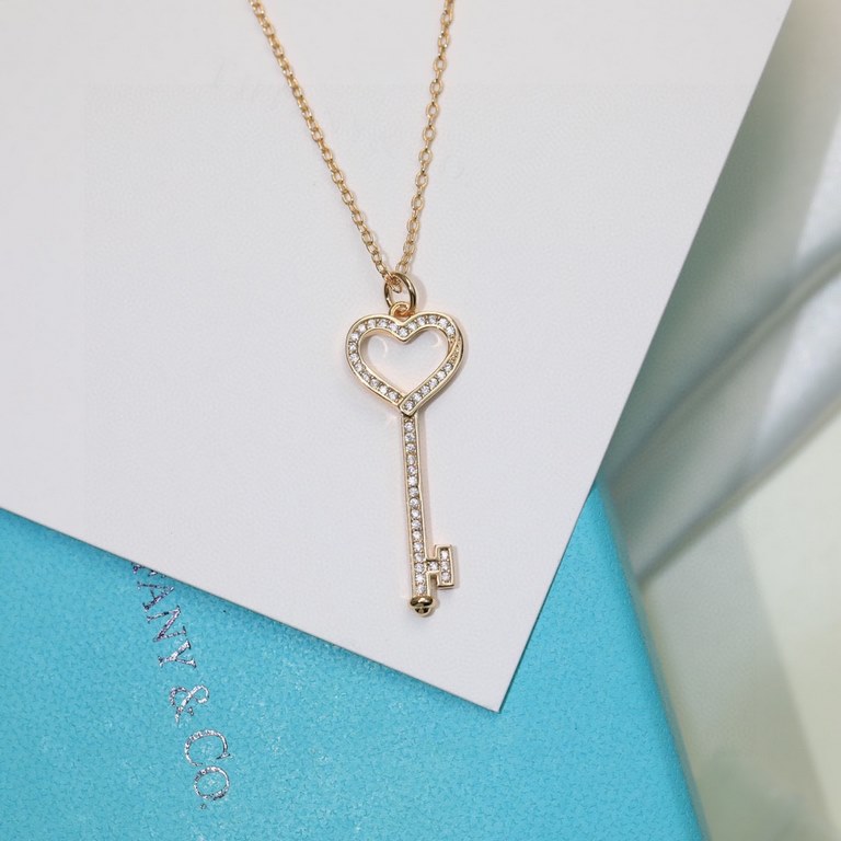 New   TIFFANY Tiffany Key Necklace   S925 Sterling Silver Precision version With logo  Chain length 45cm Adjustable   Tiffany