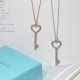 New   TIFFANY Tiffany Key Necklace   S925 Sterling Silver Precision version With logo  Chain length 45cm Adjustable   Tiffany