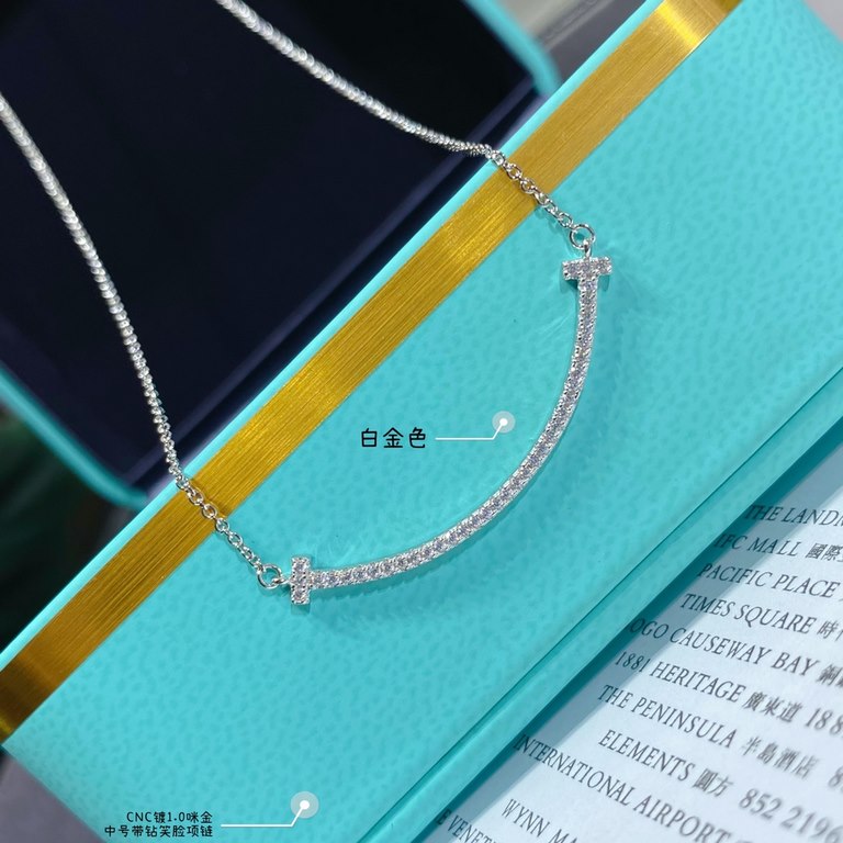 V gold material Tiff   counter Latest Double T  Smile  Tiffany Medium with Drill Smiley Necklace  11 heavy work tiffany with a smiley face the strongest inspiration for the design of the smile is one of the most beautifu