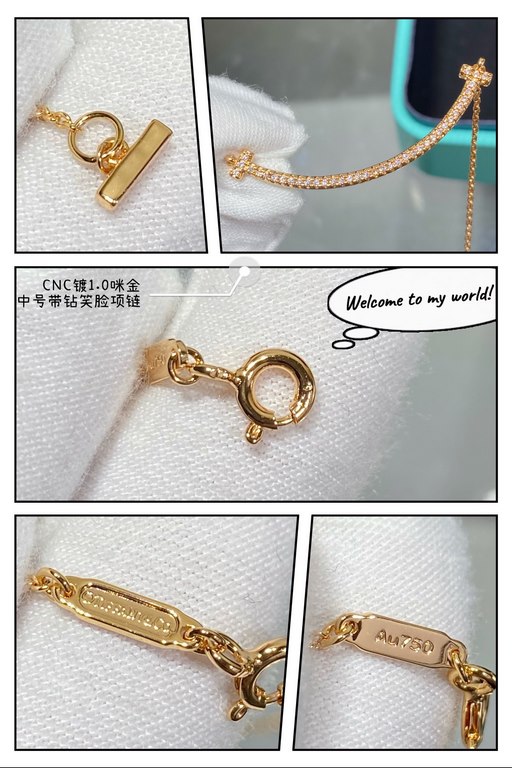 V gold material Tiff   counter Latest Double T  Smile  Tiffany Medium with Drill Smiley Necklace  11 heavy work tiffany with a smiley face the strongest inspiration for the design of the smile is one of the most beautifu