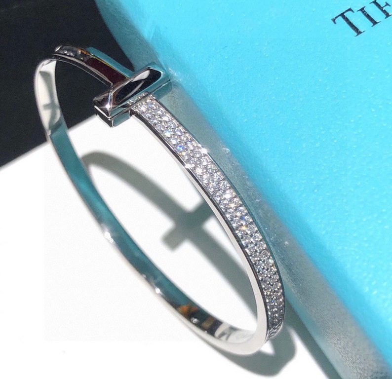 Arrival   Tiff Tiffany 2020 T1 Series Wide Half Diamond Bracelet Exclusive Premiere High-end customized Goddess model Designed to highlight the delicate elegance and understated bloom of self-confidence Very delicate and