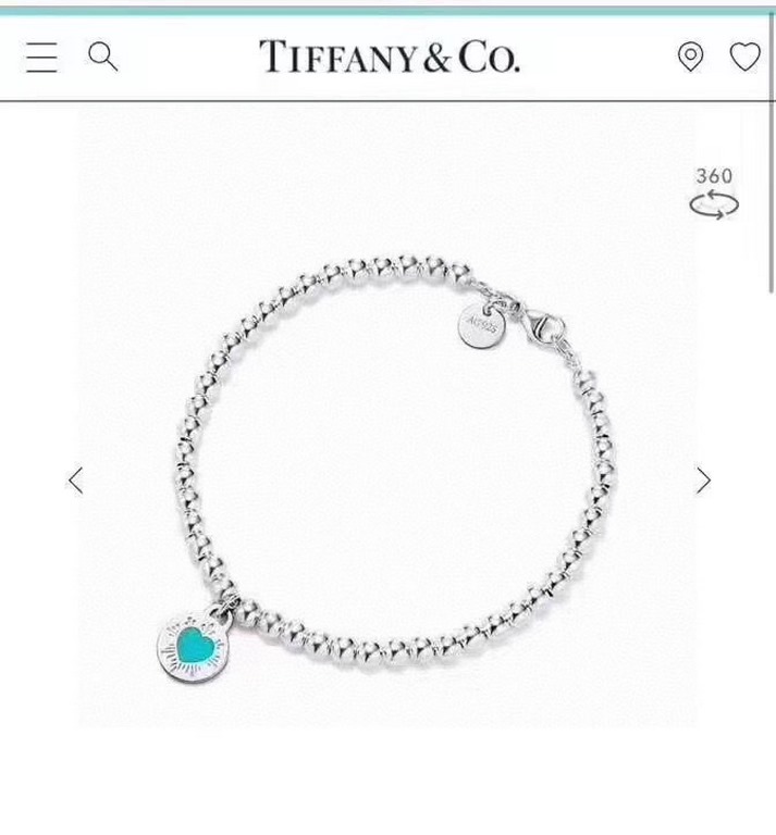 Tiffany Tiffany Second Generation New Love Heart Round Card Beads Bracelet Selected German imported s925 sterling silver material plating thick gold No fading and no allergy