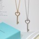 New   TIFFANY Tiffany Key Necklace   S925 Sterling Silver Precision version With logo  Chain length 45cm Adjustable   Tiffany