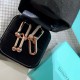 Tiffany Tiffany Hot Hot Joints Double Link Earrings Semi-diamonds Handmade Detachable Single Ring Super Fine Craftsmanship Original V Gold Plated Micronized Allergy Resistant Rose Gold Rose Gold Platinum Gold 3 Color Ear