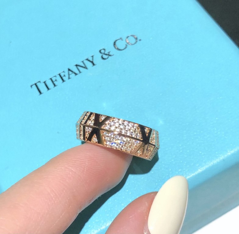 AA027   Exclusive Premiere Haute Couture The Tiffany Atlas Opened Tiffany Roman Letters Superb Heavy Cross Full Diamonds Ring Atmospheric simplicity of design highlights the exquisite elegance, low-key bloom confidence V