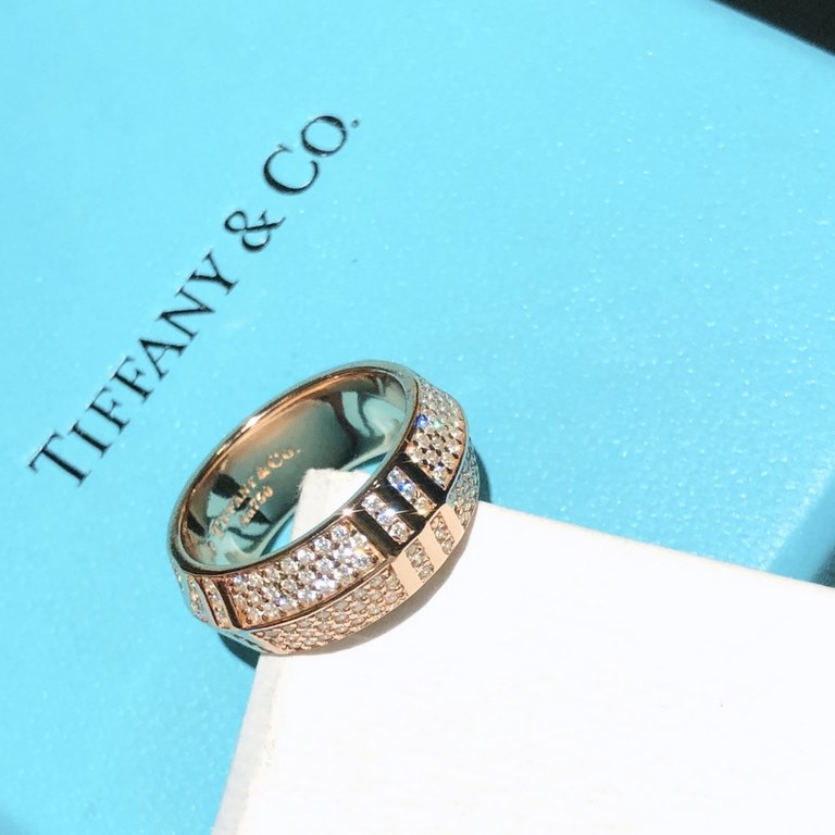 AA027   Exclusive Premiere Haute Couture The Tiffany Atlas Opened Tiffany Roman Letters Superb Heavy Cross Full Diamonds Ring Atmospheric simplicity of design highlights the exquisite elegance, low-key bloom confidence V