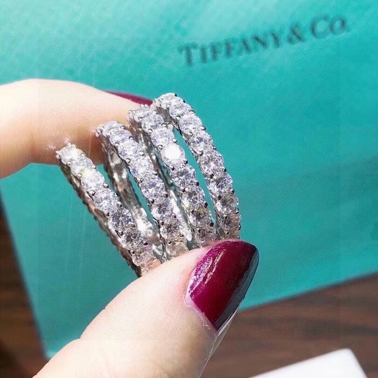 Tiffany Tiffany Row Diamond Ring Simple Atmosphere Versatile Non-fading and non-allergic Imported S925 sterling silver Trendy single piece 5678 yards complete Stacking is more beautiful!