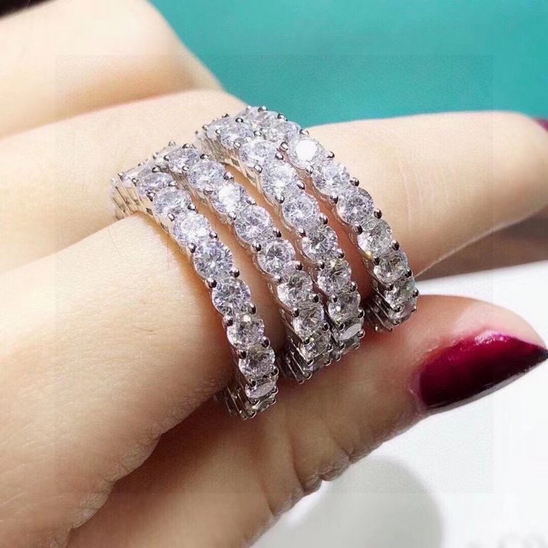 Tiffany Tiffany Row Diamond Ring Simple Atmosphere Versatile Non-fading and non-allergic Imported S925 sterling silver Trendy single piece 5678 yards complete Stacking is more beautiful!