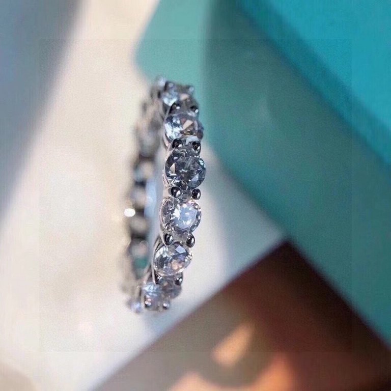 Tiffany Tiffany Row Diamond Ring Simple Atmosphere Versatile Non-fading and non-allergic Imported S925 sterling silver Trendy single piece 5678 yards complete Stacking is more beautiful!