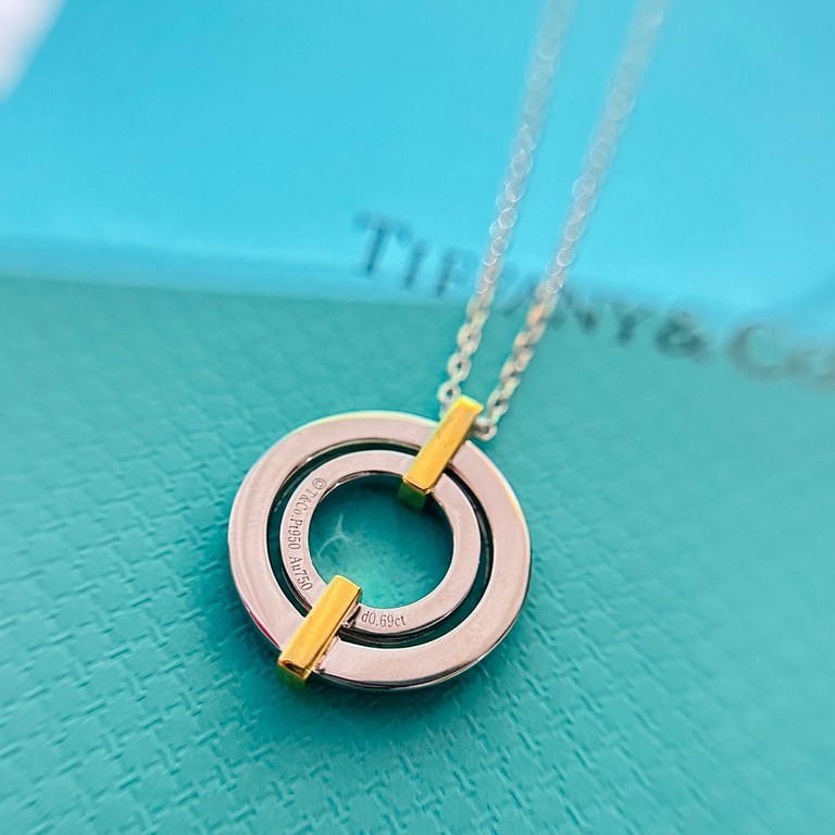 Tiffany   models Tiffany 23C new circle full of diamonds color separation necklace simple atmosphere versatile non-fading non-allergic body S925 sterling silver material plating thick gold fashionable fashionable timeles