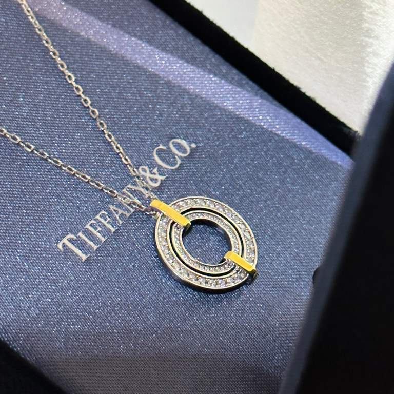 Tiffany   models Tiffany 23C new circle full of diamonds color separation necklace simple atmosphere versatile non-fading non-allergic body S925 sterling silver material plating thick gold fashionable fashionable timeles