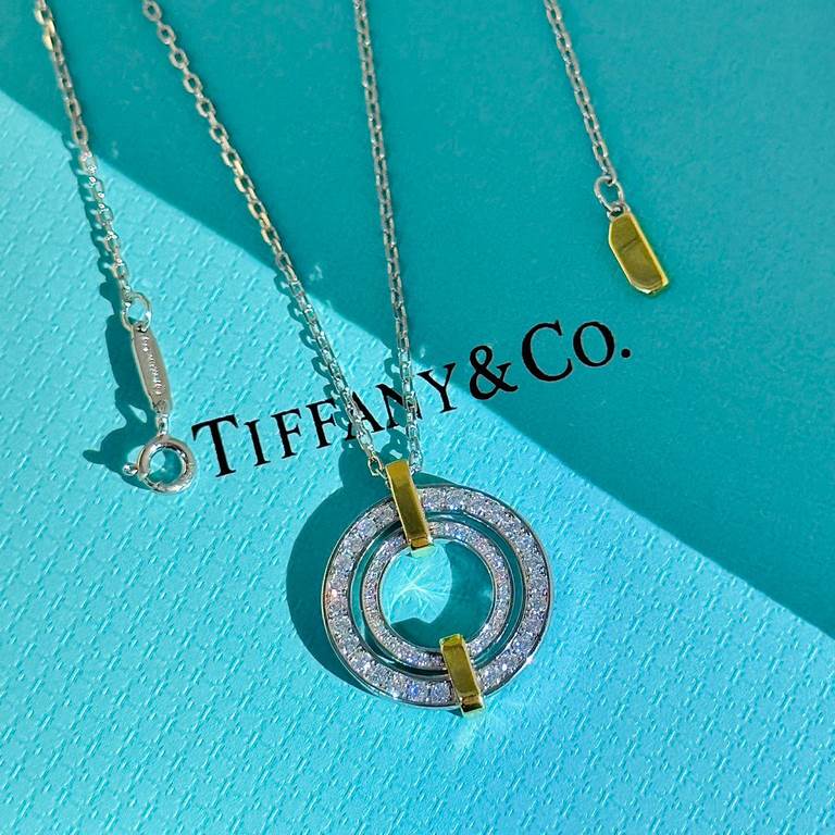 Tiffany   models Tiffany 23C new circle full of diamonds color separation necklace simple atmosphere versatile non-fading non-allergic body S925 sterling silver material plating thick gold fashionable fashionable timeles