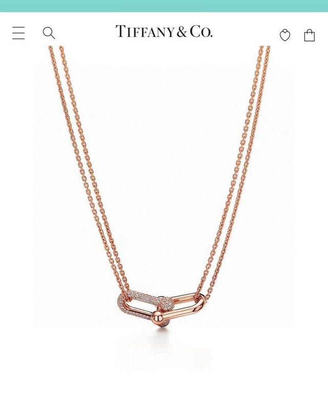 Tiffany Tiffany HardWear Collection Double Layers Half Diamond Joint Necklace Classic Versatile Everyday Casual s925 Sterling Silver Double Layers Chain Electroplated Chunky Gold Sub Gold Pendant Rose Gold Platinum Yello