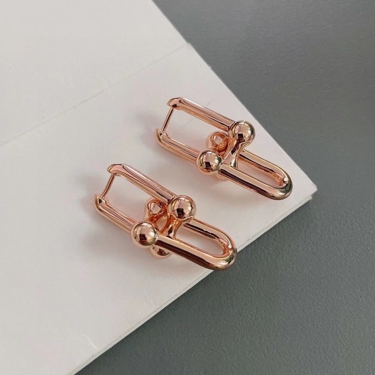 Tiffany Tiffany Hot Hot Joints Double Chain Stud Earrings A must-have, can be worn as a single ring, ultra-fine craftsmanship, plated in 18k rose gold.