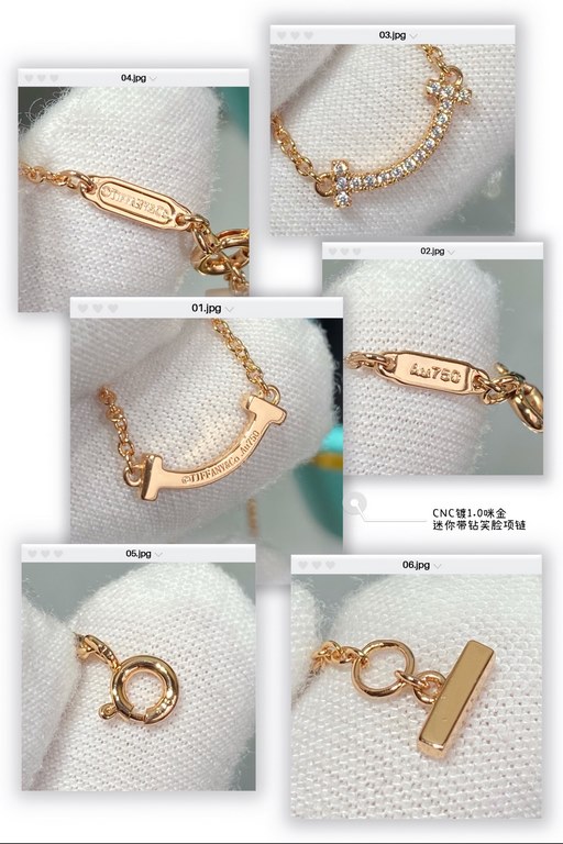 V gold material Tiff   Tiffany mini with diamonds smiley necklace, counter The latest double T  smile  necklace  11 reworking tiffany with a smiley face the strongest inspiration for the design of the smile is a kind of 