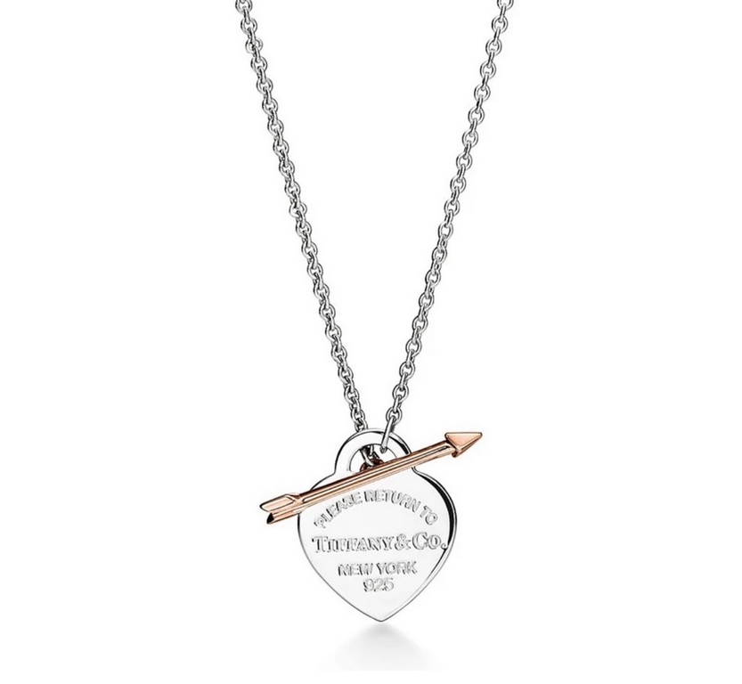 In stockC332  Tiffany Tiffany 3.14 Valentine's Day Limited Edition New Arrow Through the Heart   Heart Necklace Exclusive one-to-one customization Symbolizes the civilization of classic elements Original ag925 sterling s