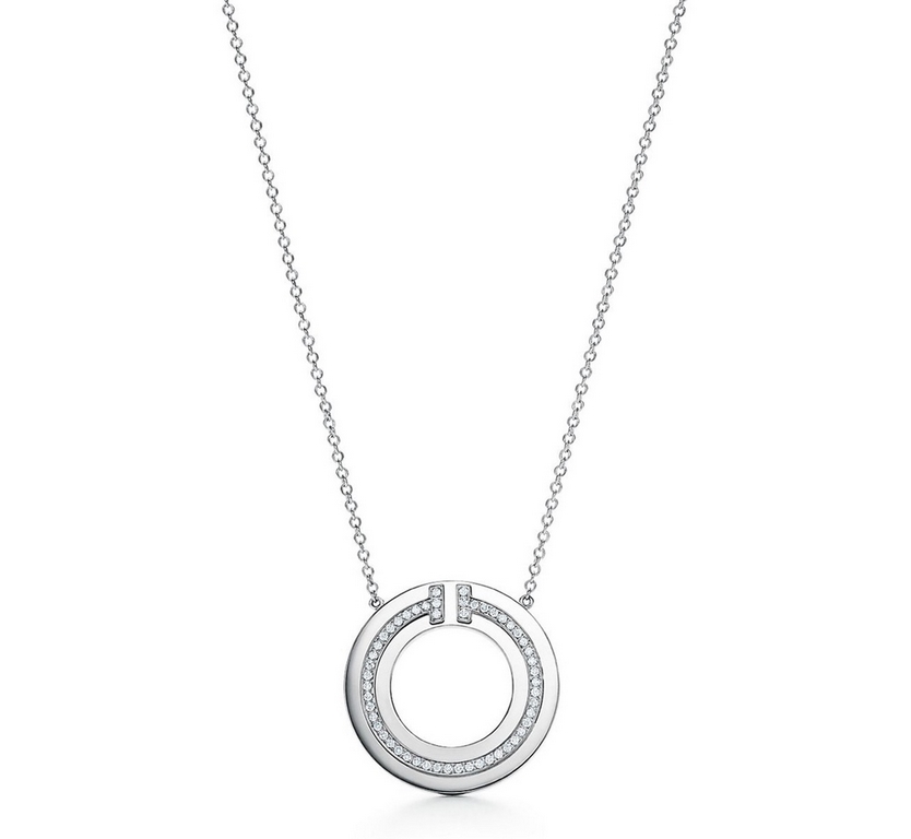 [Buy level] Tiffany Tiffany New listing! T two series Circle full of diamonds Double T necklace Selected original consistent imported s925 sterling silver material plating 18k rose gold using high carbon diamonds set by 