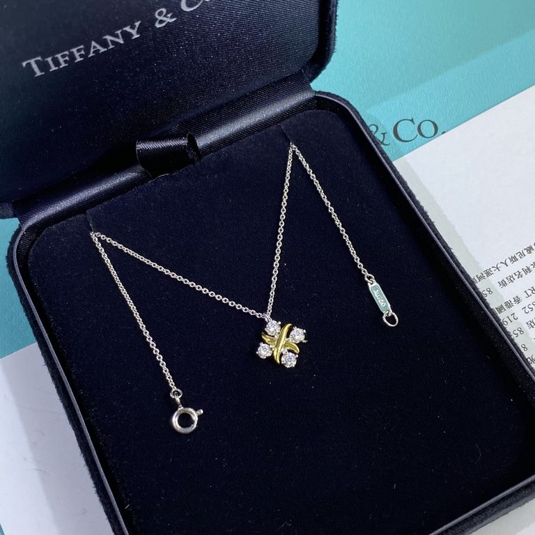 Thick gold plated, v gold material.      Tiffany Classic Cross Necklace, present Elegant with a sweet one, electroplated with thick gold High-end luxury atmosphere