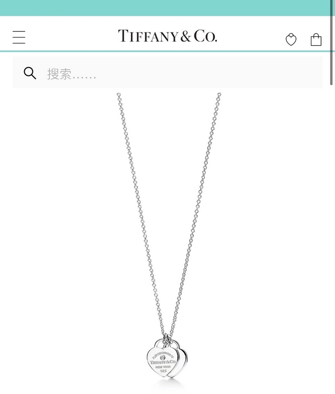 B901  Tiffany Tiffany new double heart plate single diamond necklace classic versatile counter new versatile single authentic synchronization 925 sterling silver to create real photography exquisite craftsmanship popular