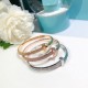 Tiffany Tiffany 2020 T1 Series Wide Semi-Diamond Bracelet Exclusive Premiere High-end customized Goddess same model Designed to highlight the exquisite elegance, low-key bloom confidence Very delicate and eye-catching. S