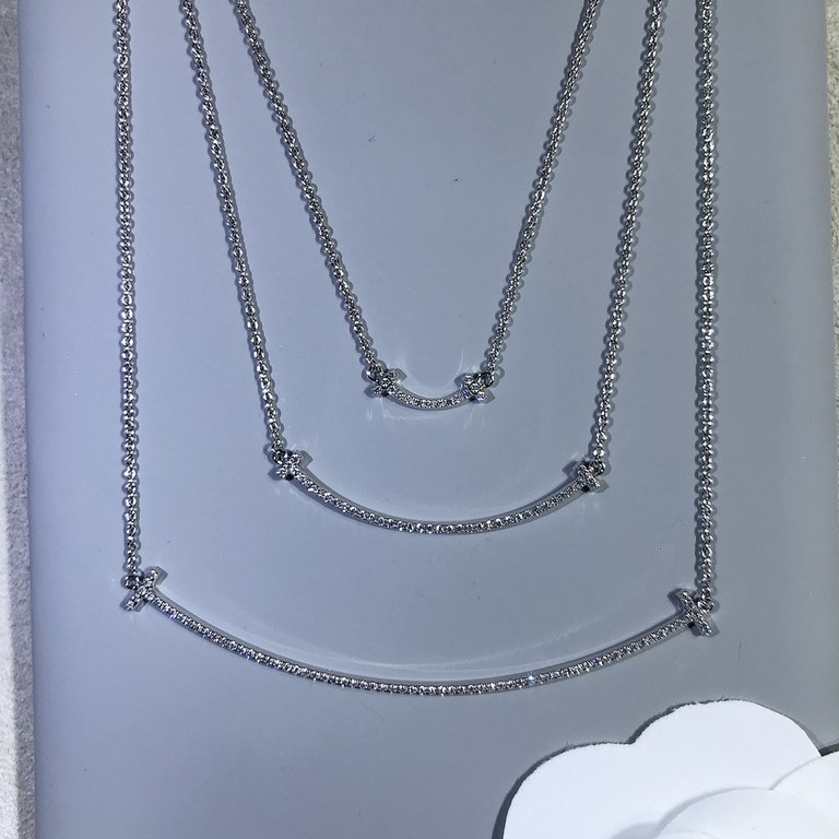 T family smile full diamond necklace   large medium miniThe whole piece, including the tail hanging small T are CNC lathe precision carving molding, drill bit as well as the drill claw is a carving out, drilling each ful