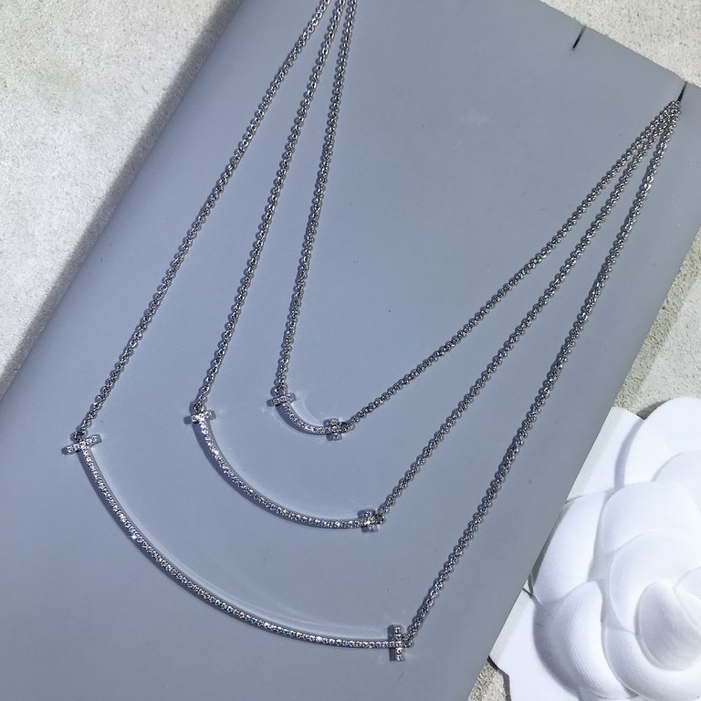 T family smile full diamond necklace   large medium miniThe whole piece, including the tail hanging small T are CNC lathe precision carving molding, drill bit as well as the drill claw is a carving out, drilling each ful