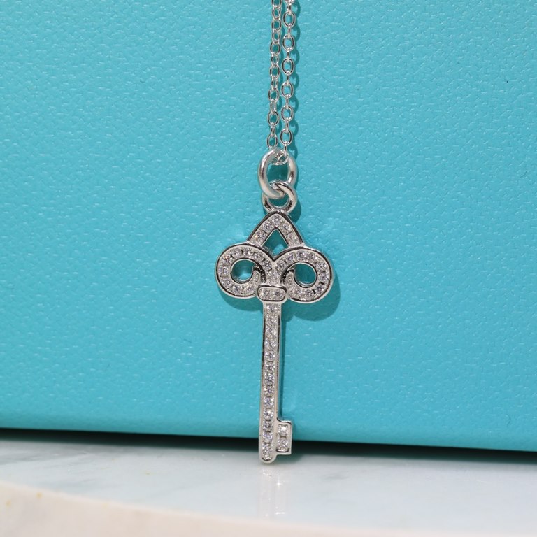 New   TIFFANY Tiffany Key Necklace   S925 Sterling Silver Precision version With logo 】Chain length 45cm Adjustable   Tiffany