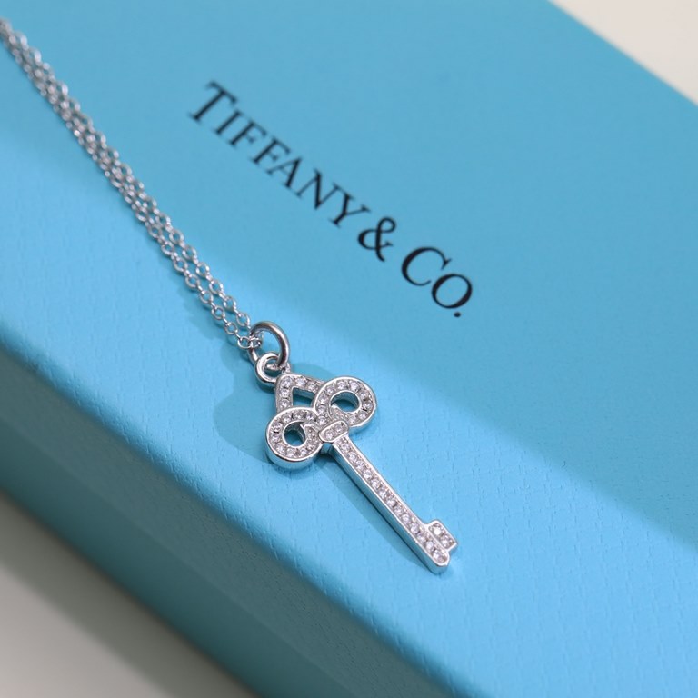 New   TIFFANY Tiffany Key Necklace   S925 Sterling Silver Precision version With logo 】Chain length 45cm Adjustable   Tiffany