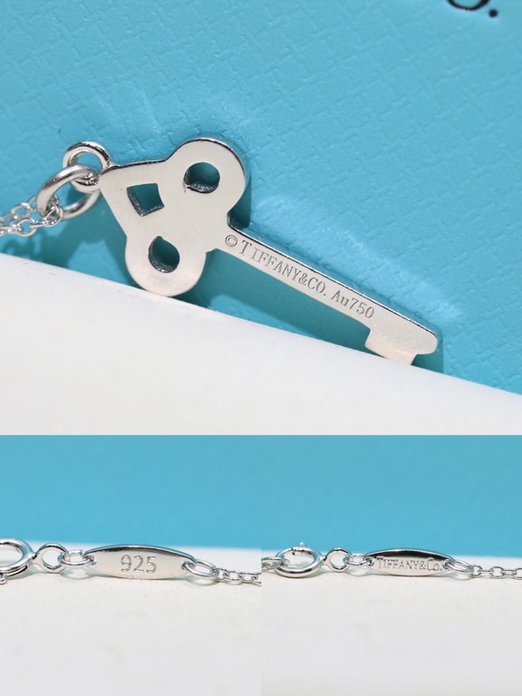 New   TIFFANY Tiffany Key Necklace   S925 Sterling Silver Precision version With logo 】Chain length 45cm Adjustable   Tiffany