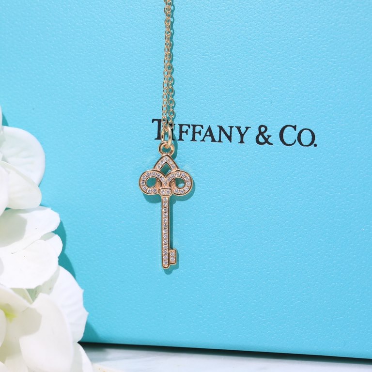 New   TIFFANY Tiffany Key Necklace   S925 Sterling Silver Precision version With logo 】Chain length 45cm Adjustable   Tiffany