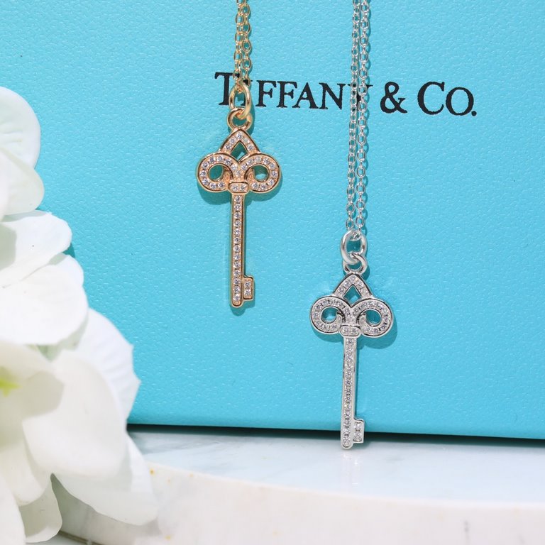 New   TIFFANY Tiffany Key Necklace   S925 Sterling Silver Precision version With logo 】Chain length 45cm Adjustable   Tiffany