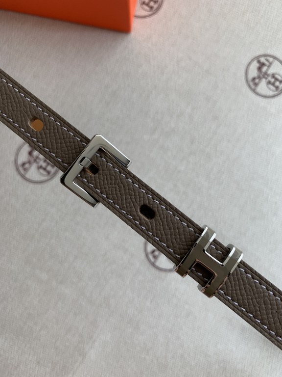 Hermès new Hermès POP-H series milk tea gray reverse gold brown belt and enamel buckle perfect combination can be used as a belt waist seal combination thin belt 1.5cm small, showy than the previous big H good-looking no