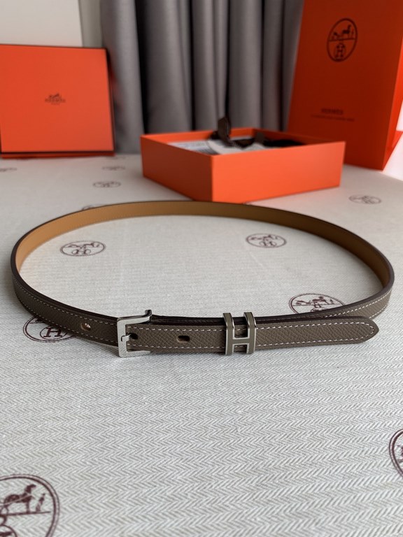 Hermès new Hermès POP-H series milk tea gray reverse gold brown belt and enamel buckle perfect combination can be used as a belt waist seal combination thin belt 1.5cm small, showy than the previous big H good-looking no