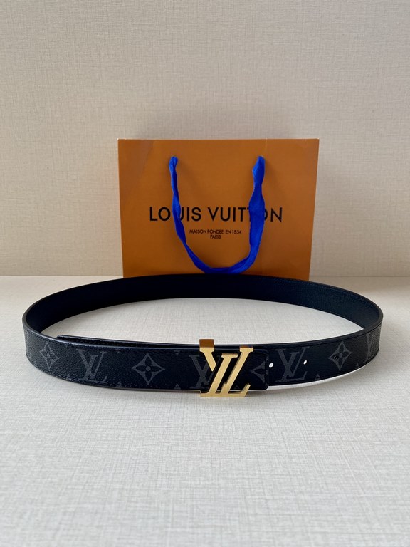 This 3.0 wide double sided LV Initiales belt in smooth cowhide leather and iconic Monogram canvas is finished with a polished LV Initiales buckle for versatile styling options that will complement your Louis Vuitton leat